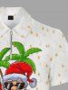 Plus Size Christmas Hat Santa Claus Coconut Tree Pineapple Skateboard Print Hawaii Zipper Polo Shirt For Men -  