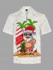 Plus Size Christmas Hat Santa Claus Coconut Tree Pineapple Skateboard Print Hawaii Zipper Polo Shirt For Men -  
