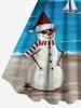 Plus Size Christmas Snowman Coconut Tree Sea Sailboat Print Hawaii A Line Dress -  