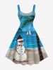 Plus Size Christmas Snowman Coconut Tree Sea Sailboat Print Hawaii A Line Dress -  