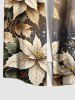 Plus Size Tree Flower Leaf Glitter Ombre Galaxy Print Hawaii Button Pocket Shirt For Men -  