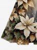 Tree Flower Leaf Glitter Ombre Galaxy Print Hawaii Midi 50's Vintage Dress -  