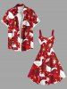Robe trapèze imprimée avec chapeau de Noël grande taille et bonbons d'oie - Rouge 2X