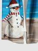 Plus Size Christmas Snowman Coconut Tree Sea Sailboat Print Hawaii Button Pocket Shirt For Men -  