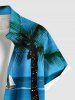 Plus Size Christmas Snowman Coconut Tree Sea Sailboat Print Hawaii Button Pocket Shirt For Men -  