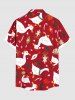 Plus Size Christmas Hat Goose Candy Gift Print Button Pocket Shirt For Men -  