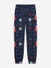 Pantalon de jogging pyjama imprimé sapin de Noël et flocons de neige pour homme grande taille - Bleu Marine 3XL