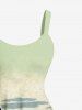 Robe débardeur hawaïenne grande taille à imprimé ombré cocotier soleil ciel et ciel - Vert clair 6X