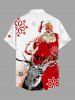 Plus Size Christmas Santa Claus Snowflake Elk Print Buttons Pocket Shirt For Men -  