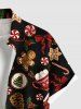 Chemise à boutons et poches pour homme, grande taille, motif pain d'épice, étoile, nœud papillon et flocons de neige. - Noir XL