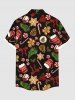 Chemise à boutons et poches pour homme, grande taille, motif pain d'épice, étoile, nœud papillon et flocons de neige. - Noir 6XL