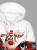 Plus Size Christmas Elk Snowflake Plaid Zipper 3D Print Pocket Drawstring Hoodie For Men -  