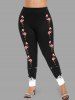 Plus Size Christmas Flamingo Snowflake Print Leggings -  