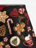 Plus Size Christmas Gingerbread Star Bowknot Candy Snowflake Print Split Skirt -  