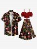 Plus Size Christmas Gingerbread Star Bowknot Candy Snowflake Print Split Skirt -  