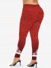 Plus Size Christmas Snowman Sparkling Sequin 3D Print Leggings -  