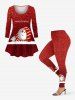 Plus Size Christmas Snowman Sparkling Sequin 3D Print Long Sleeves T-shirt -  
