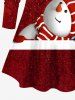 Plus Size Christmas Snowman Sparkling Sequin 3D Print Long Sleeves T-shirt -  