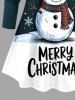 T-shirt à manches longues grande taille avec imprimé bonhomme de neige et flocons de neige, motif Noël - Vert profond M
