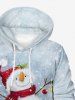 Plus Size Christmas Ball Snowman Snowflake Gift Box Print Pocket Drawstring Hoodie For Men -  