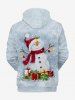 Plus Size Christmas Ball Snowman Snowflake Gift Box Print Pocket Drawstring Hoodie For Men -  