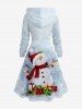 Plus Size Christmas Ball Snowman Snowflake Gift Box Print Lace Up Drawstring Hoodie Dress -  