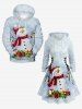 Plus Size Christmas Ball Snowman Snowflake Gift Box Print Lace Up Drawstring Hoodie Dress -  