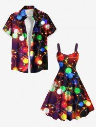 Christmas Light Glitter 3D Print Plus Size Matching Outfit For Couples -  