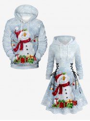 Christmas Ball Snowman Snowflake Gift Box Print Plus Size Matching Outfit For Couples -  