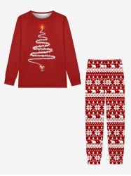 Christmas Tree Santa Claus Glitter 3D Print Plus Size Matching Pajama Set -  