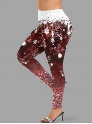 Plus Size Christmas Snowflake Tie Dye Colorblock Print Leggings -  