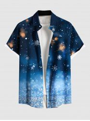 Plus Size Christmas Snowflake Galaxy Sparkling Sequin 3D Print Buttons Pocket Shirt For Men -  