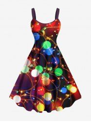 Plus Size Christmas Light Glitter 3D Print Tank Dress -  