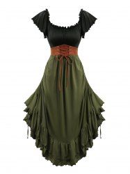 Robe à lacets à œillets avec volants ruchés -  L