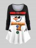 Christmas Snowman Print Long Sleeves Women T-shirt and Leggings Plus Size Matching Set -  
