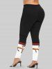 Christmas Snowman Print Long Sleeves Women T-shirt and Leggings Plus Size Matching Set -  