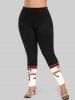 Christmas Snowman Print Long Sleeves Women T-shirt and Leggings Plus Size Matching Set -  