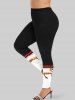 Christmas Snowman Print Long Sleeves Women T-shirt and Leggings Plus Size Matching Set -  