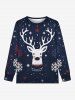 Men's Pajama Christmas Elk Snowflake Print T-shirt and Jogger Pants Plus Size Matching Set -  