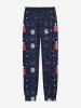 Men's Pajama Christmas Elk Snowflake Print T-shirt and Jogger Pants Plus Size Matching Set -  