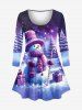 Christmas Tree Snowman Snowflake Print Plus Size Matching Set -  