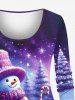 Christmas Tree Snowman Snowflake Print Plus Size Matching Set -  