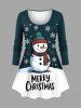 Christmas Snowman Snowflake Print Plus Size Matching Set -  