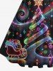 Christmas Tree Santa Clause Star Elk Print Plus Size Matching Outfit For Couples -  