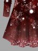 Christmas Snowflake Tie Dye Colorblock Print Plus Size Matching Set -  