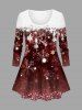 Christmas Snowflake Tie Dye Colorblock Print Plus Size Matching Set -  