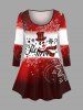 Christmas Snowman Snowflake Ombre Colorblock Print Plus Size Matching Set -  