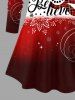 Christmas Snowman Snowflake Ombre Colorblock Print Plus Size Matching Set -  
