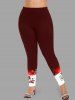 Christmas Snowman Snowflake Ombre Colorblock Print Plus Size Matching Set -  