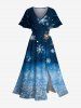 Christmas Snowflake Galaxy Sparkling Sequin 3D Print Plus Size Matching Outfit For Couples -  